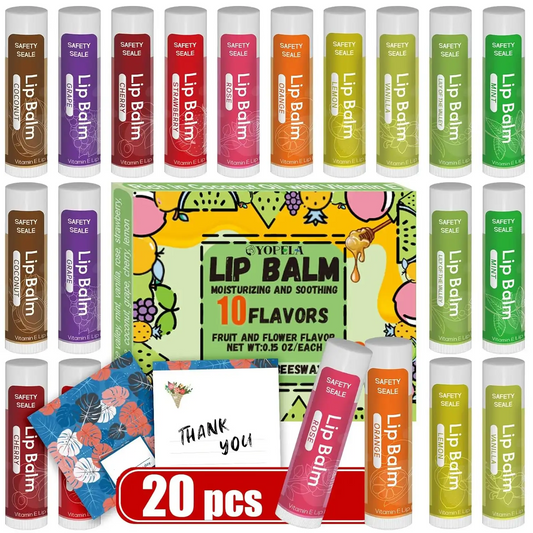 Yopela 20 Pack Natural Lip Balm Sets with Vitamin E and Coconut Oil