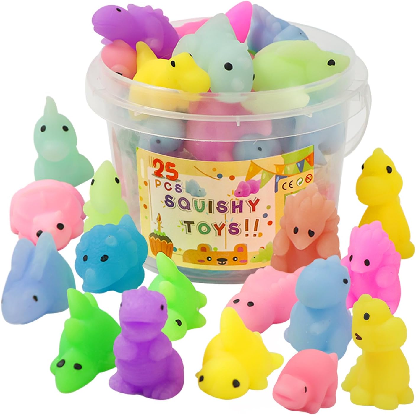 Squishes 25 Pcs Tiny Mochi Squishy Toys for Kids Age 3+ - Dinosaurs