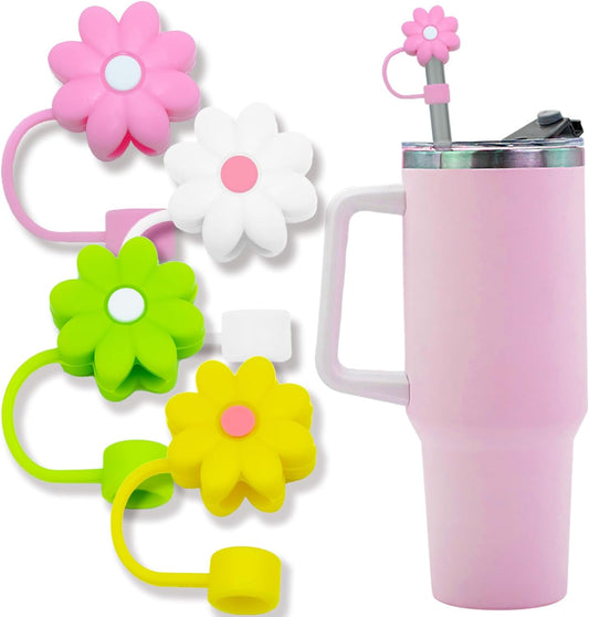 4 PCS Cocurb Flower Silicone Straw Cover Cap