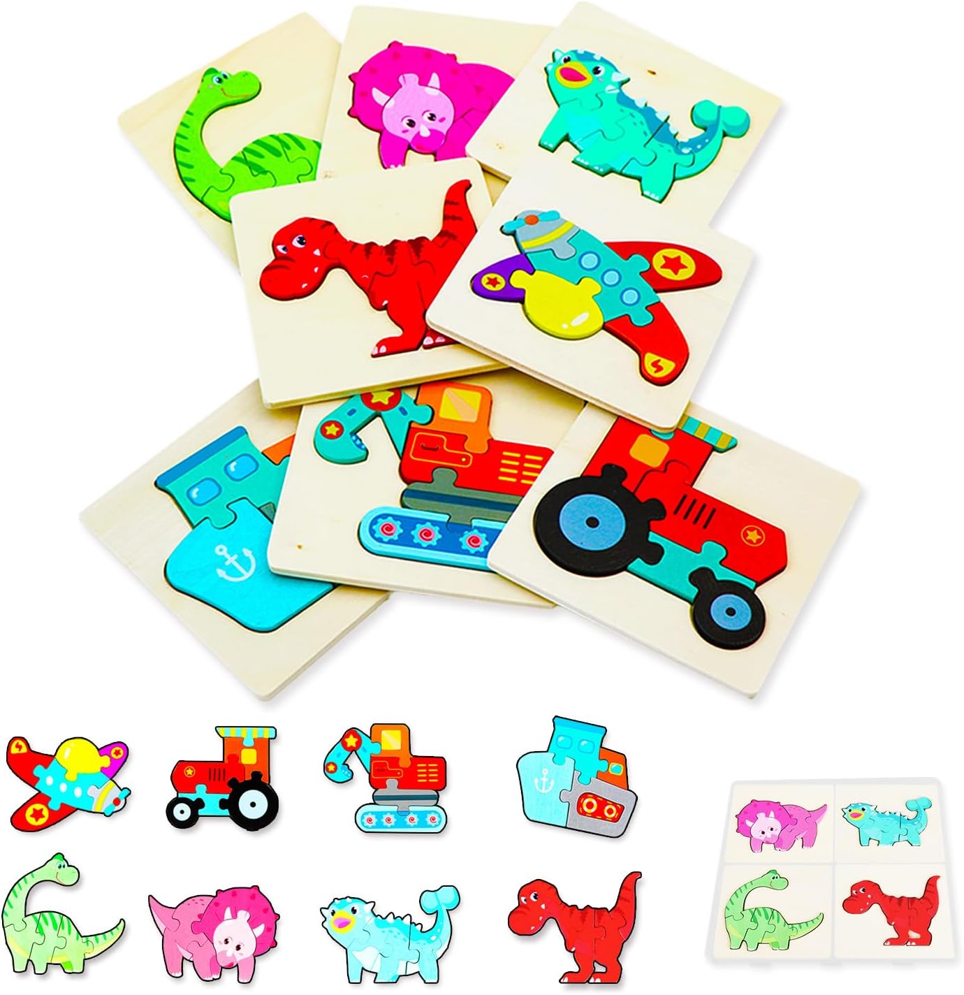 Wooden Puzzles for Toddlers 2-4 Montessori Toys