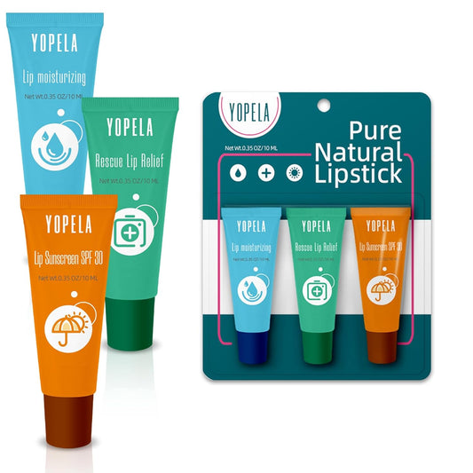 Yopela 3 PACK Lip Sunscreen Moisturizing and Repair Package Gift Set- SPF 30- 3 Flavors (1 moisturizing+ 1 repairing+ 1 SPF)