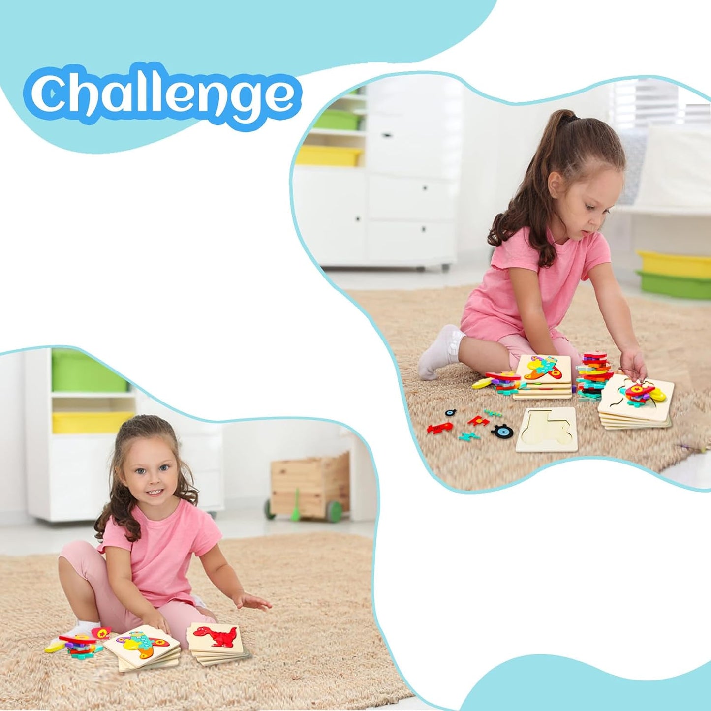 Wooden Puzzles for Toddlers 2-4 Montessori Toys