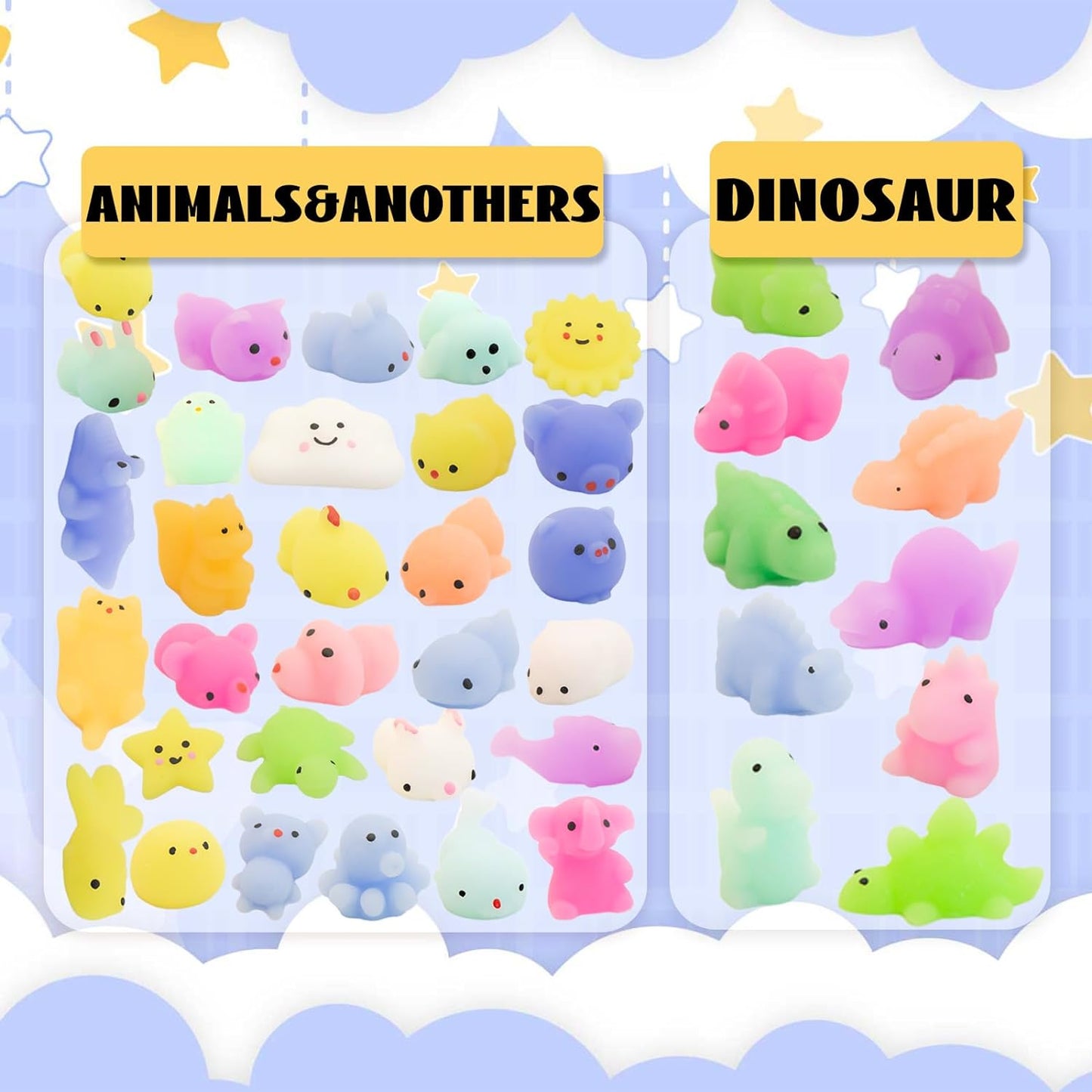 Squishes 40 Pcs Tiny Mochi Squishy Toys for Kids Age 3+