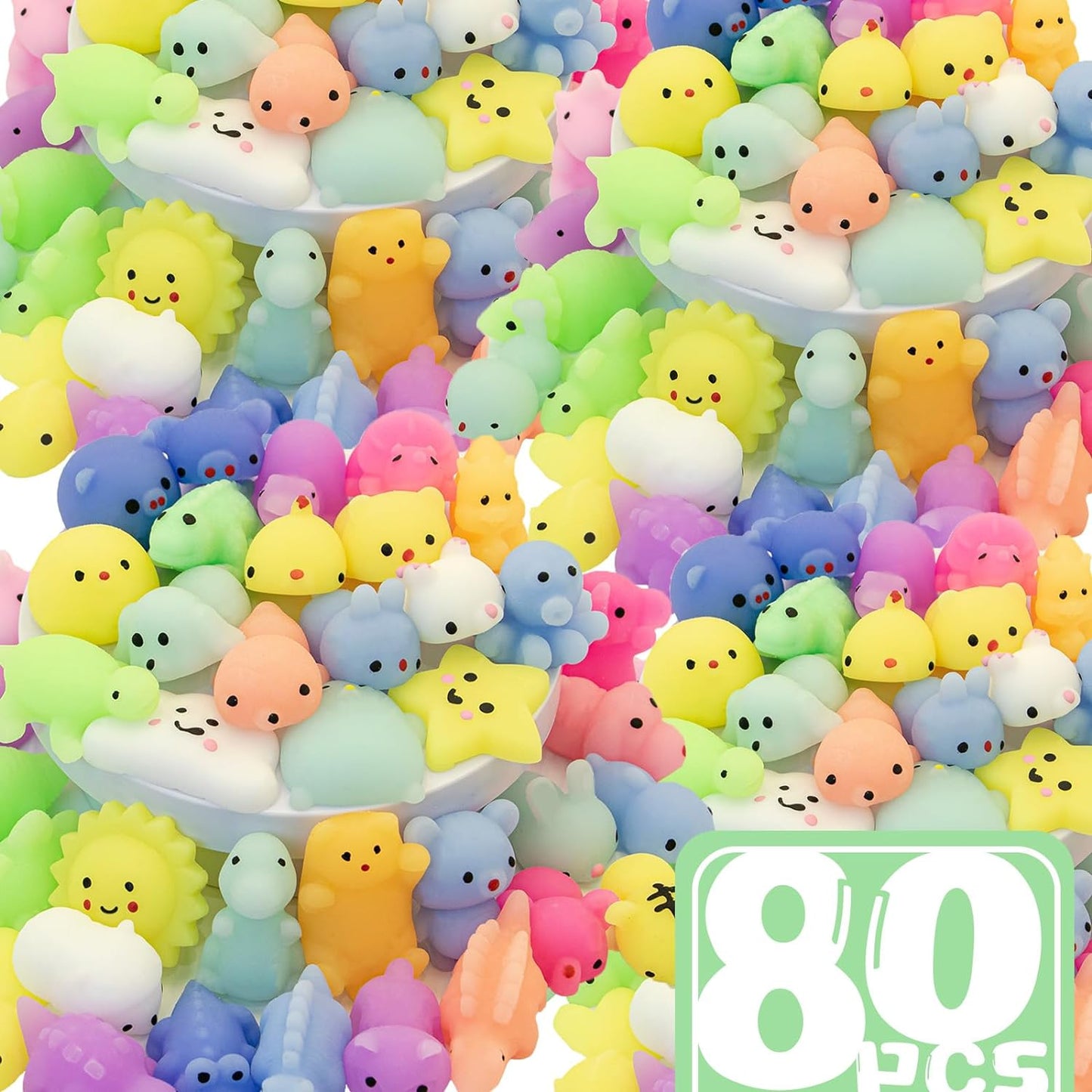 Squishes 80 Pcs Tiny Mochi Squishy Toys for Kids Age 3+