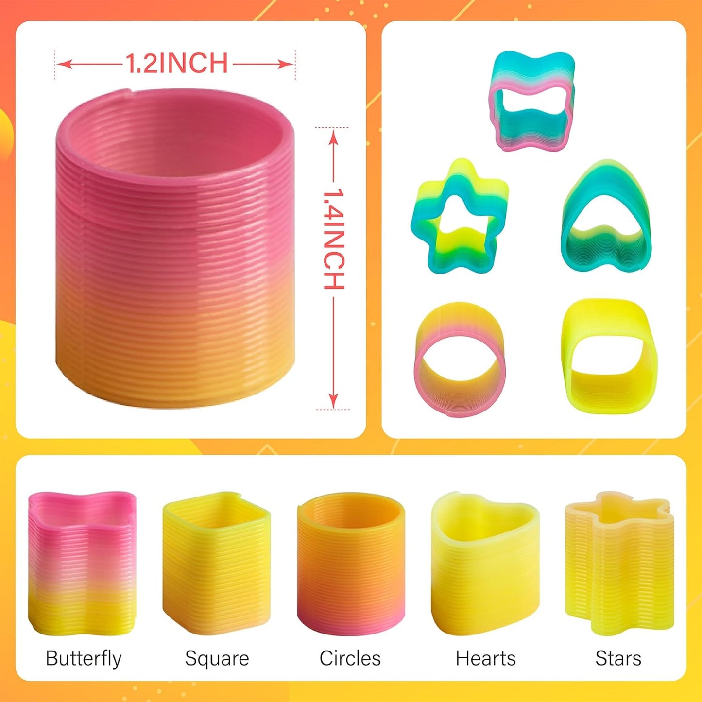 Cocurb 30 Pcs Mini Rainbow Magic Fidget Stress Coil Bulk Toys- 5 Shapes