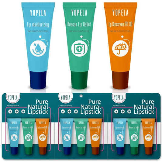 Yopela 9 PACK Lip Sunscreen Moisturizing and Repair Package SPF 30 - 3 Flavors (Pack of 9: 3 moisturizing+ 3 repairing+ 3 SPF)