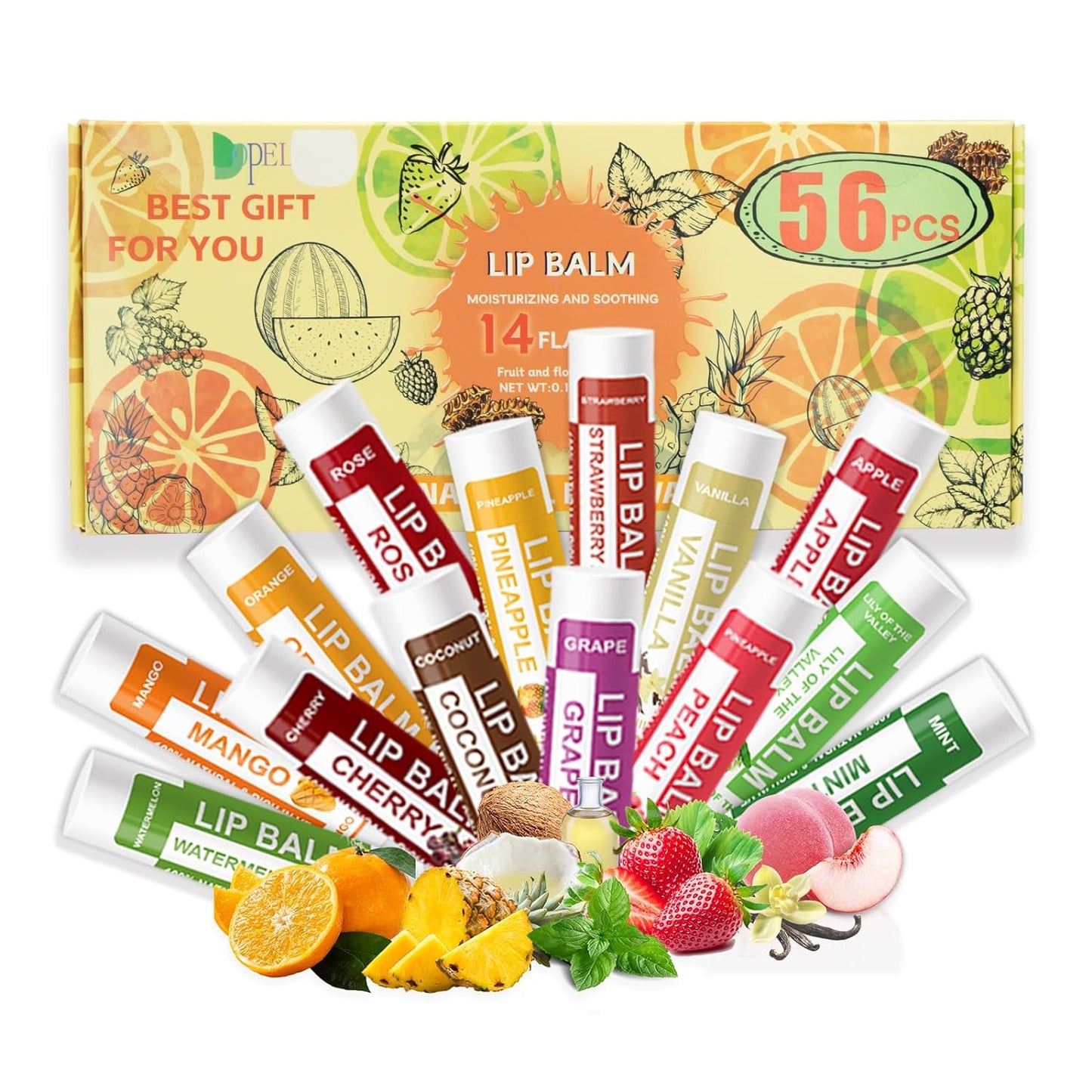 Yopela 56 Pack Natural Lip Balm in Sets with Vitamin E and Coconut Oil