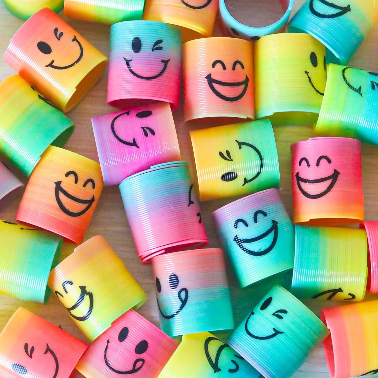 Cocurb 64 Pcs Mini Rainbow Magic Fidget Stress Coil Bulk Toys