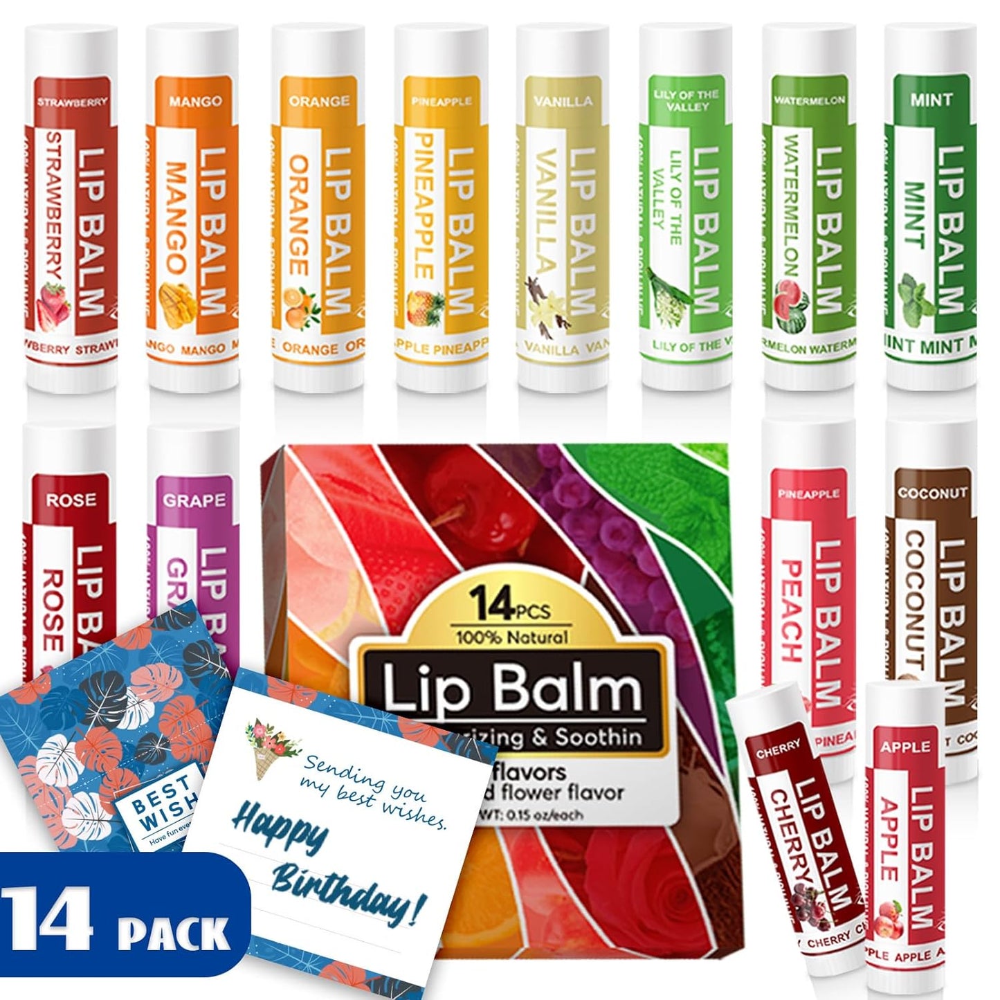 Yopela 14 Pack Natural Lip Balm in Bulk with Vitamin E and Coconut Oil