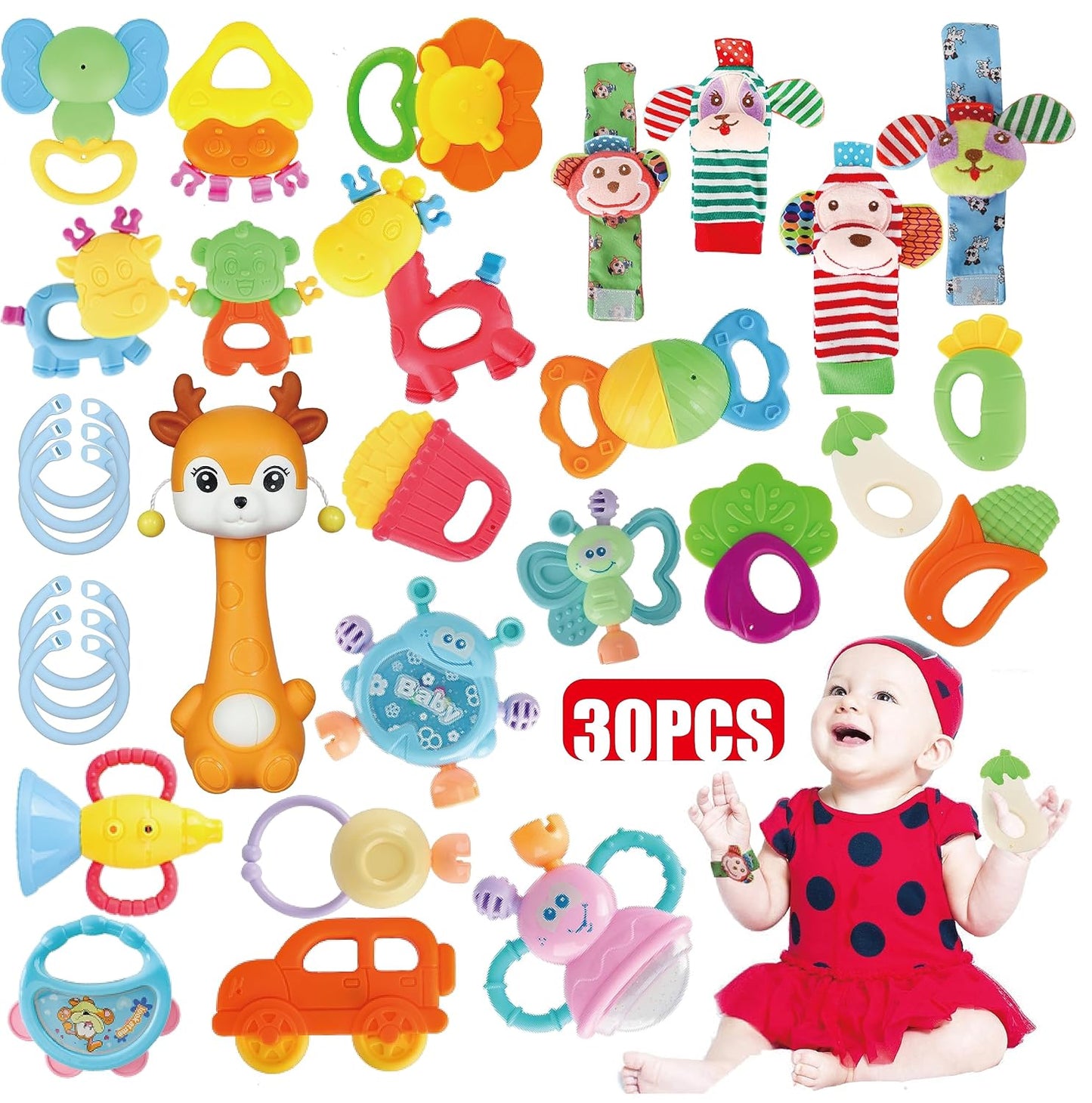 30 Pcs High Contrast Baby Toy Gift Set for Infants